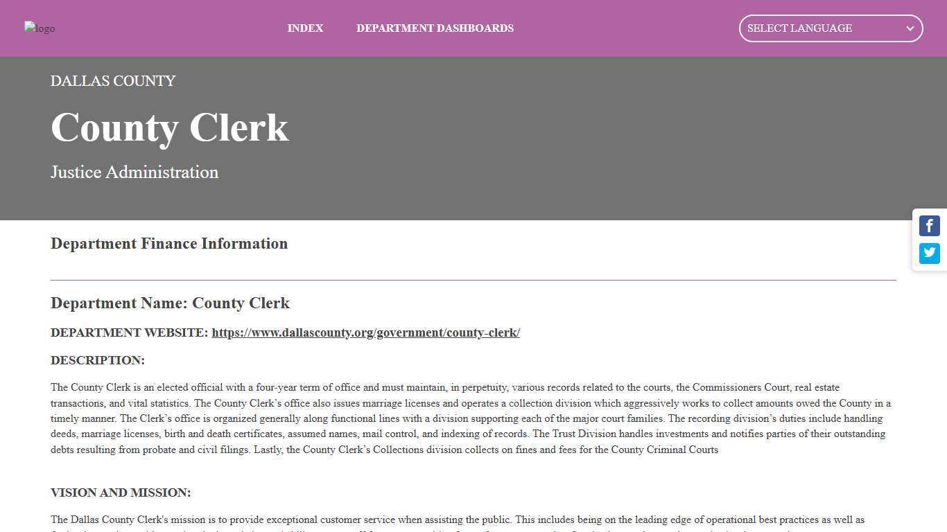 Dallas County: Fiscal Year 2026 Budget Dashboard