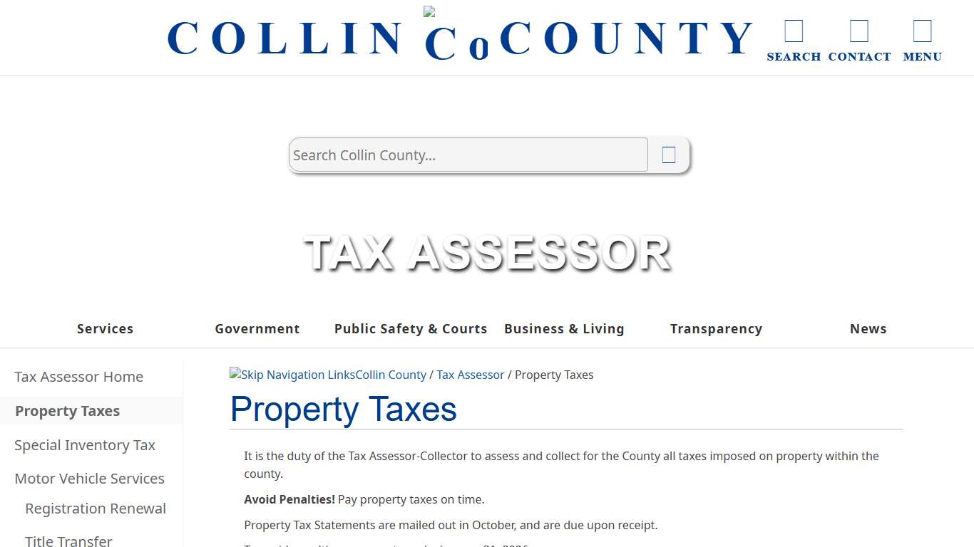 Collin County | Tax Assessor: Property Taxes