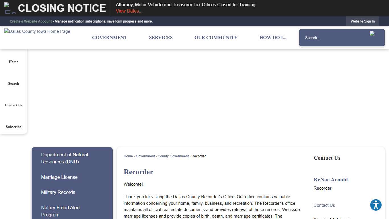 Recorder | Dallas County, IA